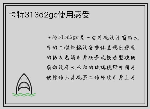 卡特313d2gc使用感受